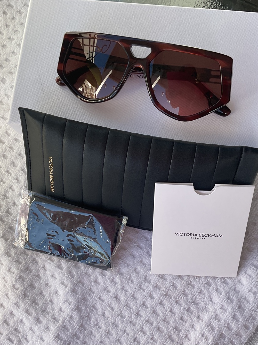Victoria Beckham Brown Tortoiseshell Shield Sunglasses